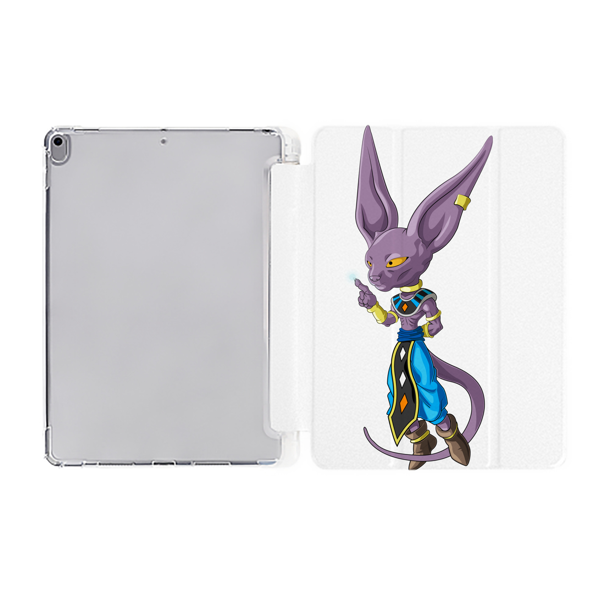 （画像用） ドラゴンボール ビルス 破壊神ビルス DRAGON BALL Beerus Birusu IPad ケース ペン収納付き 三つ折りスタンド PUレザー×シリコン 対応機種9.5/10.5/10.9インチ